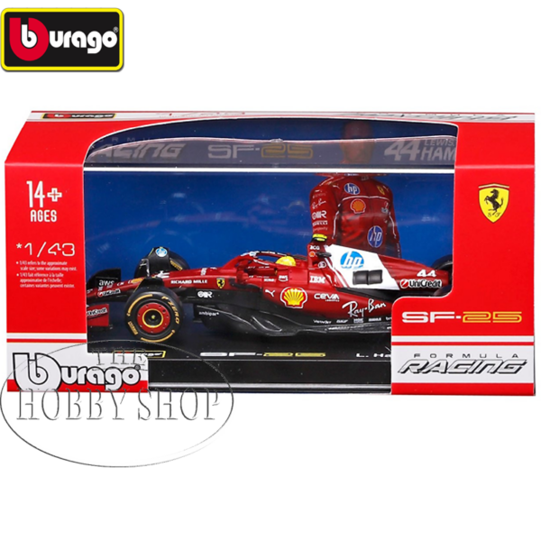 Bburago 1/43 Ferrari F1 SF-2025 with Helmut Lewis Hamilton #44