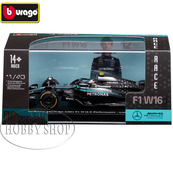Bburago 1/43 Mercedes AMG F1 W16 2025 #12 Kimi Antonelli with Helmut