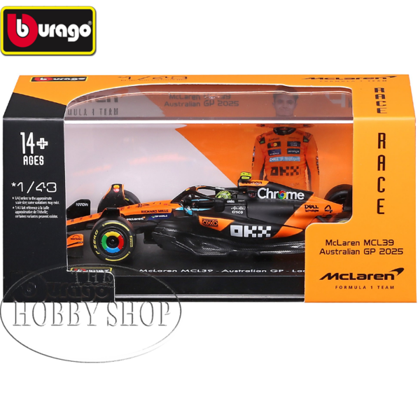 Bburago 1/43 McLaren F1 MCL39 2025 #4 Lando Norris with Helmut