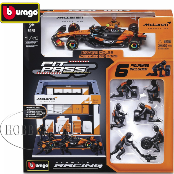 Bburago 1/43 McLaren MCL39 2025 Pit Pass # 4 Lando Norris