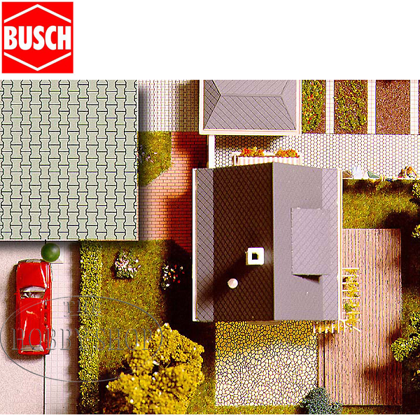 Busch HO Cobblestone 2 pieces 21x14.8cm sheets