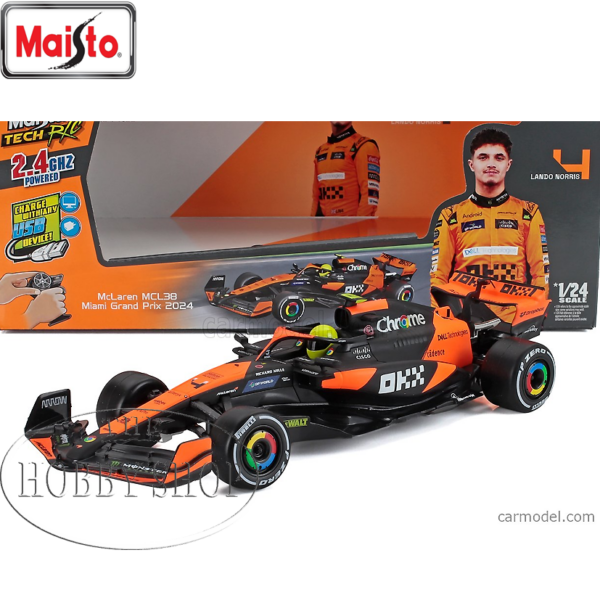 Maisto 1/24 R/C McLaren F1 MCL38 #4 Lando Norris Miami GP 24