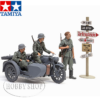 German Motorcycle & Sidecar & 3 Figurines