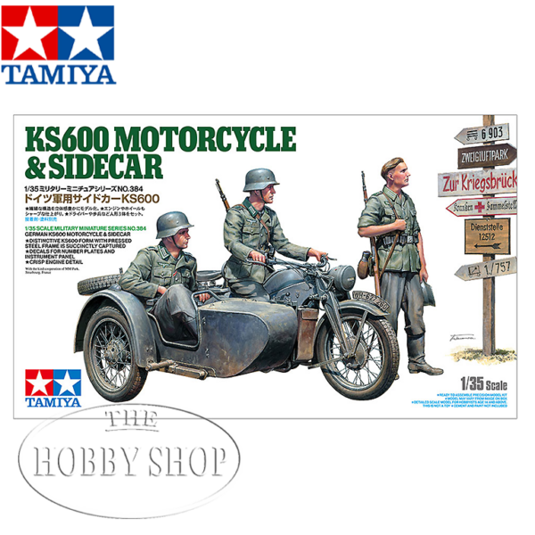 Tamiya 1/35 German Motorcycle & Sidecar & 3 Figurines